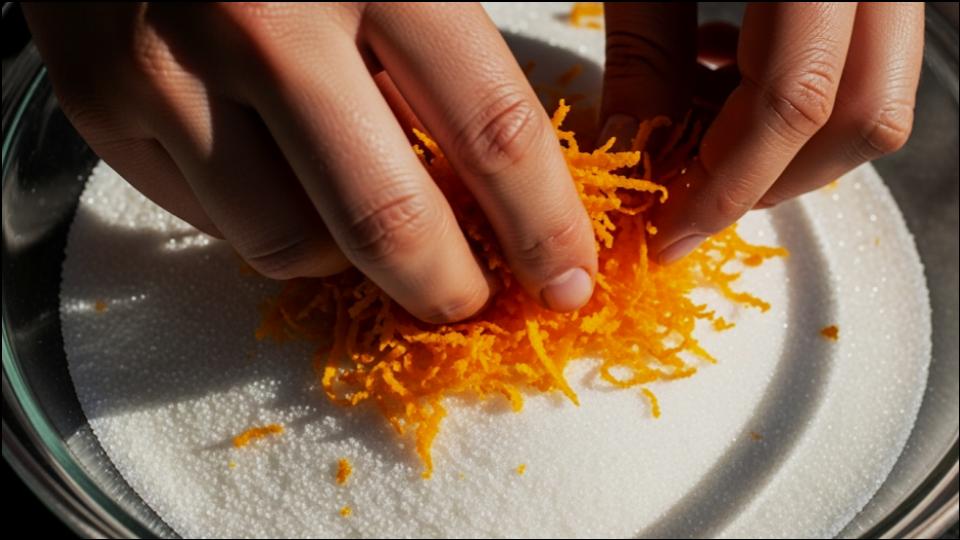 orange zest being rubbed