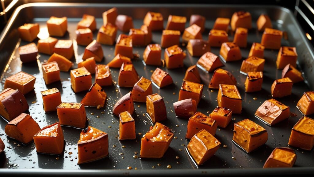 roasted sweet potato cubes