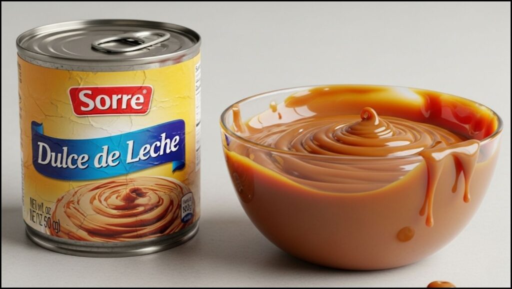 store-bought dulce de leche and brown caramel