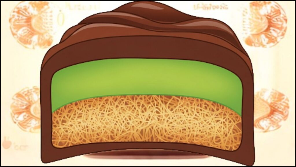 three layers of kadayif chocolate