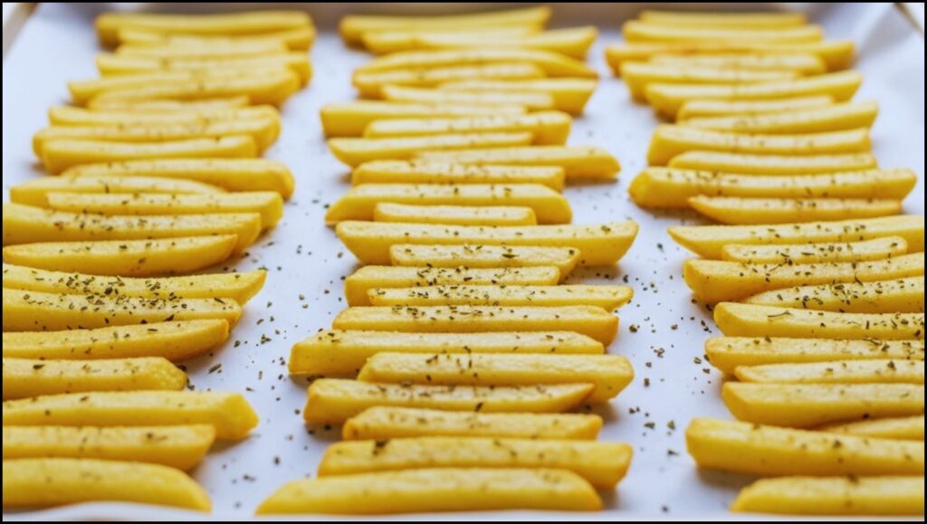 uncooked fries spread