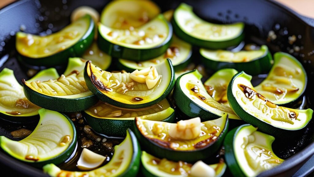 zucchini half-moons cooking