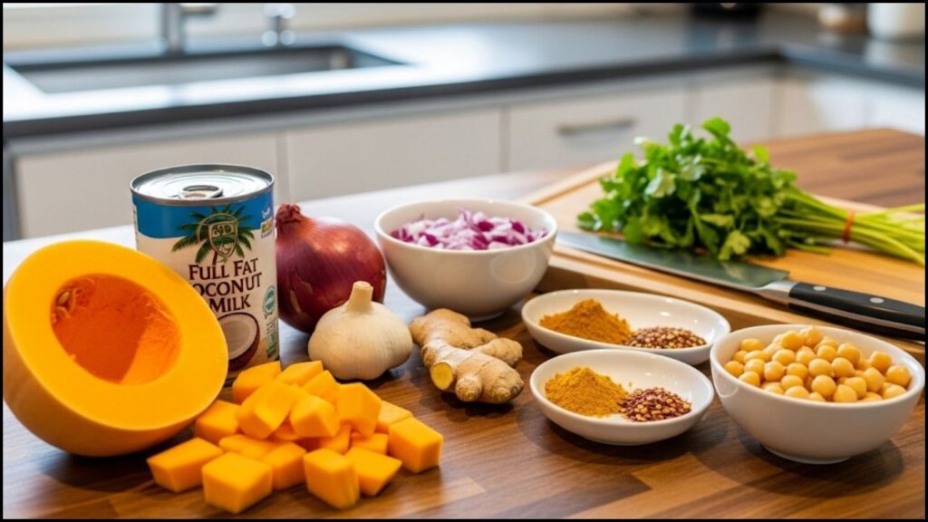 Ingredients for 30-Minute Squash Coconut Curry