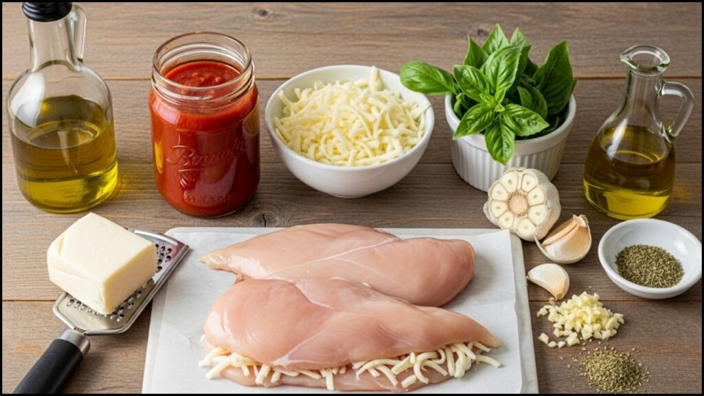 Ingredients for Baked Mozzarella Chicken Rolls