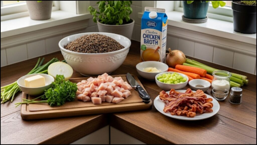 Ingredients for Chicken Bacon Wild Rice Soup