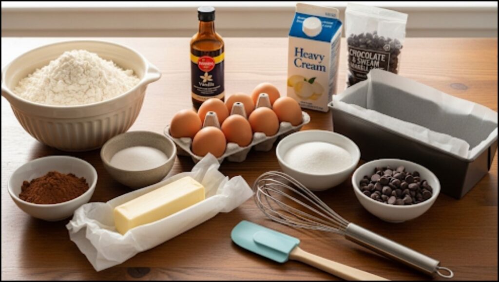 Ingredients for Chocolate & Sweet Cream Marble Loaf