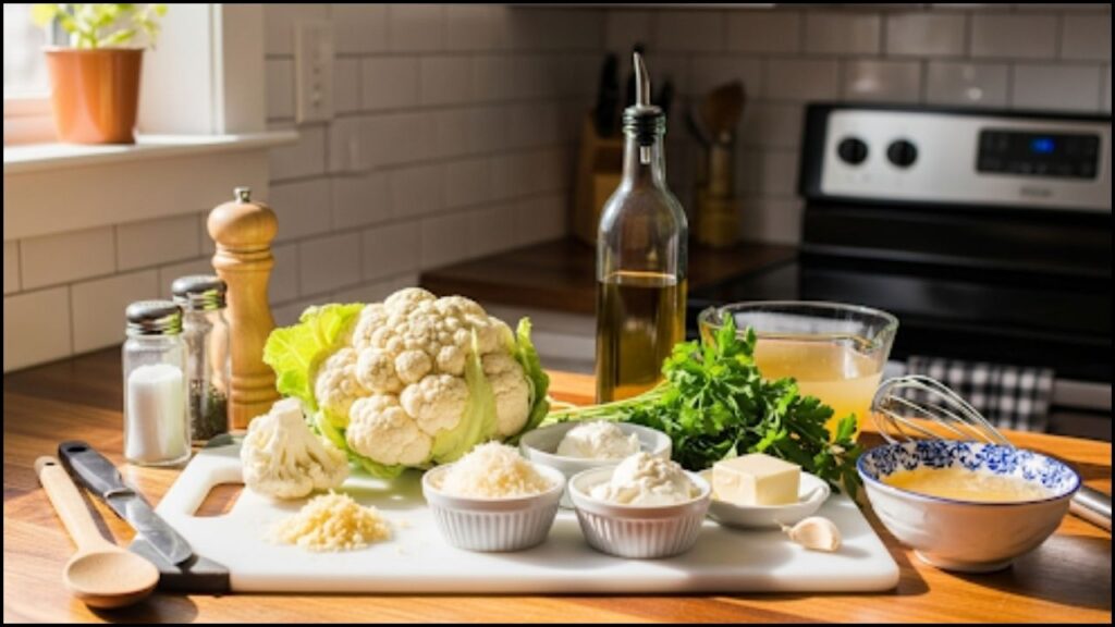 Ingredients for Creamy Cauliflower Garlic Rice