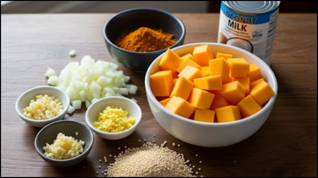 Ingredients for Creamy Squash Curry Quinoa