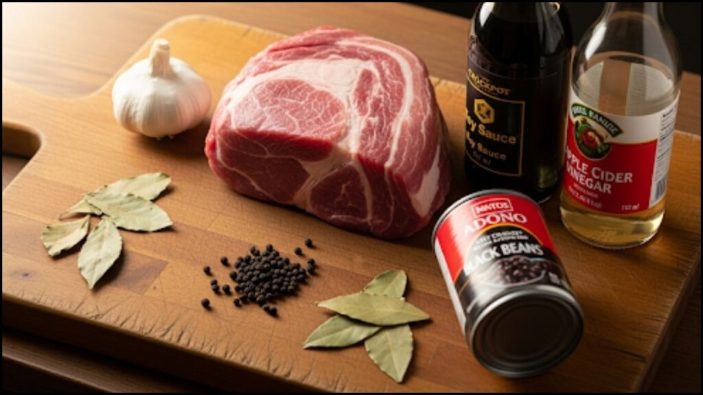 Ingredients for Crockpot Pork Adobo with Black Beans