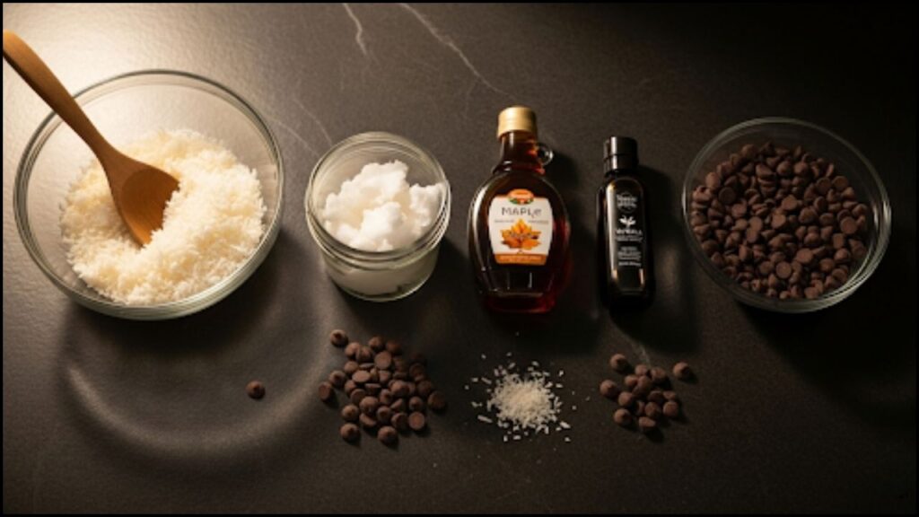 Ingredients for Dark Chocolate Coconut Bites
