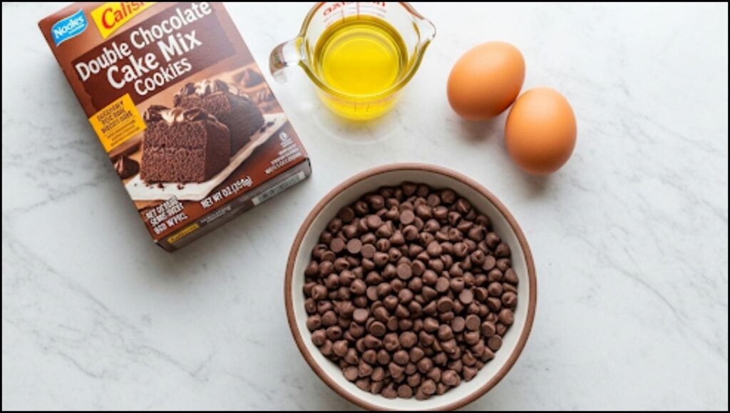 Ingredients for Double Chocolate Cake Mix Cookies