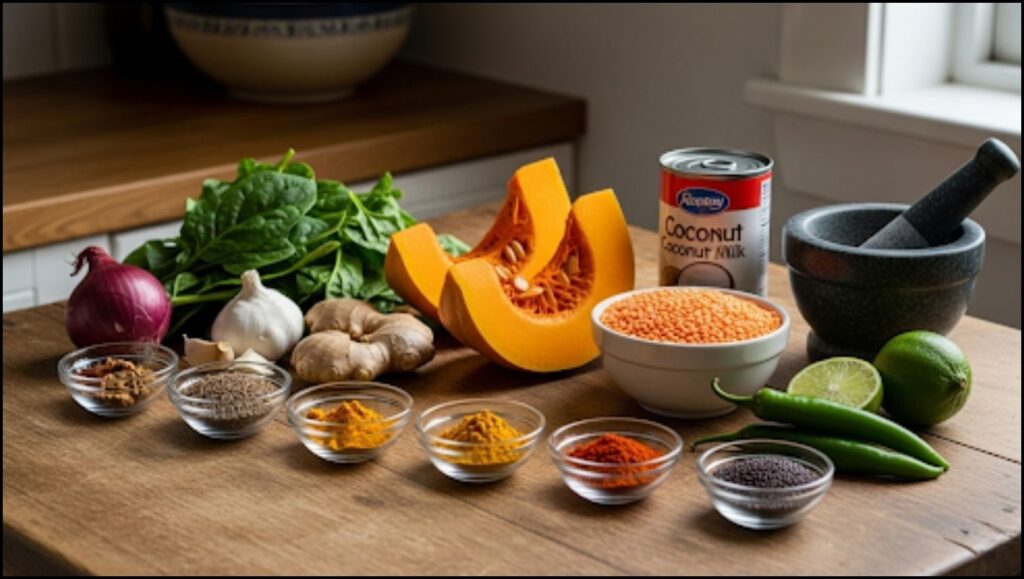 Ingredients for Kabocha Squash Lentil Curry