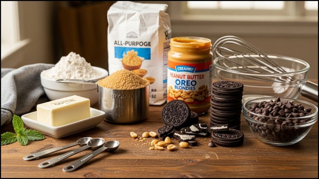 Ingredients for Peanut Butter Oreo Blondies