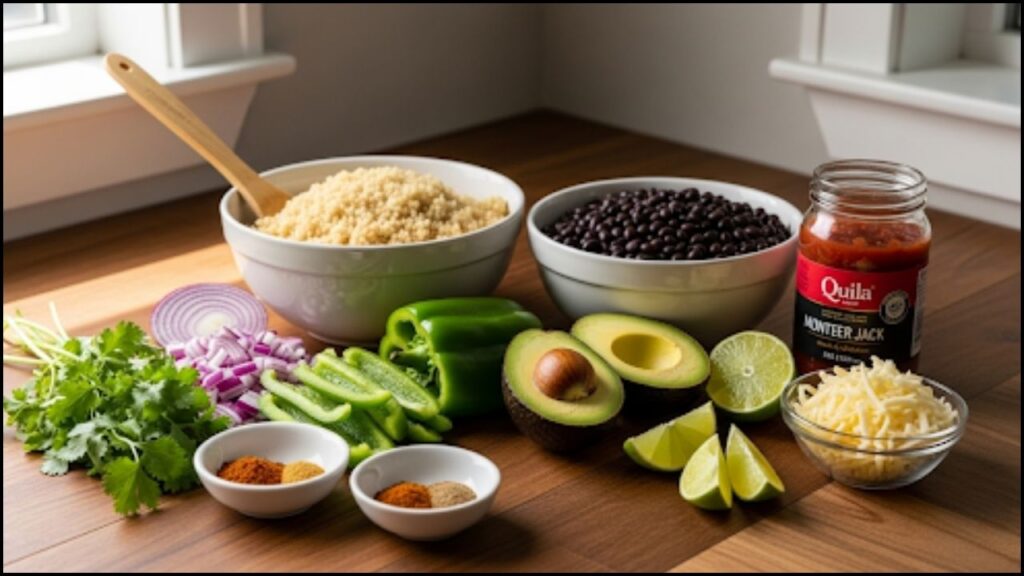 Ingredients for Southwestern Quinoa and Black Bean Casserole
