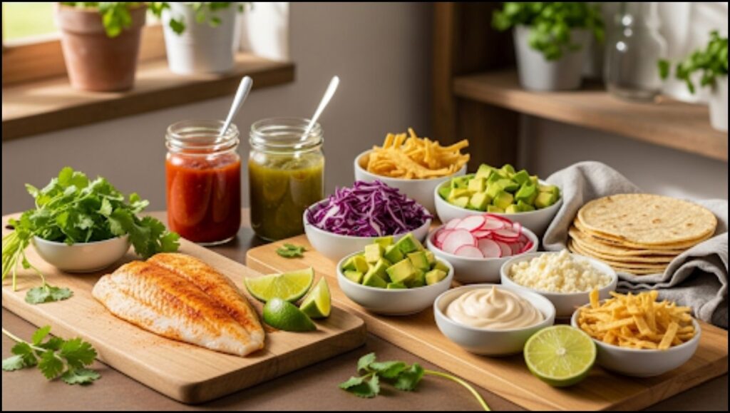 Ingredients for Spicy Fish Taco Bowls