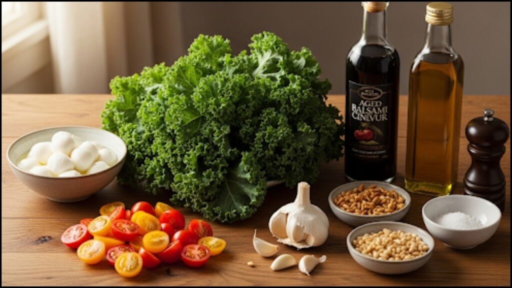 Ingredients for Warm Balsamic Kale Salad