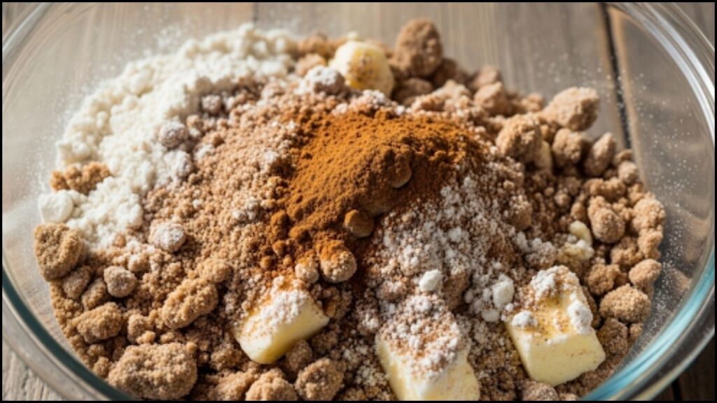 Ingredients for cinnamon streusel muffins topping
