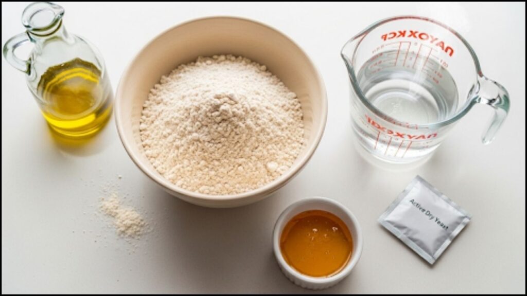 Ingredients for whole wheat pizza dough