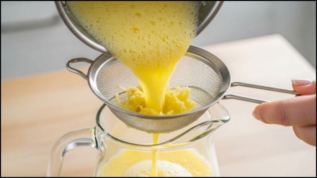 Pouring blended lemon mixture