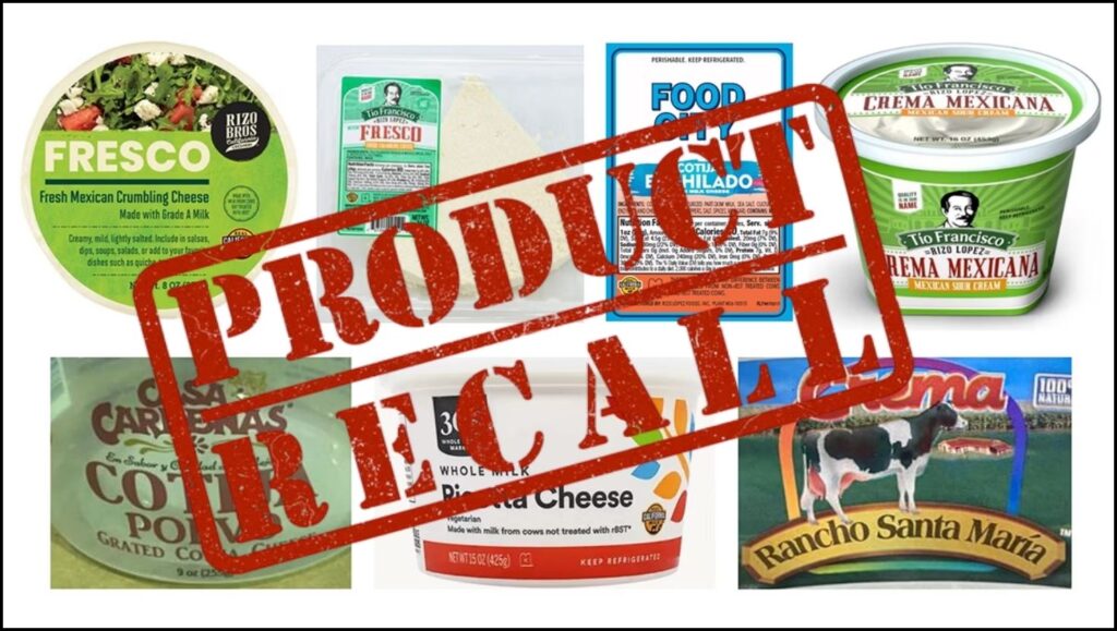 Recalled dairy products