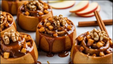 Caramel Rolls with Apples and Walnuts
