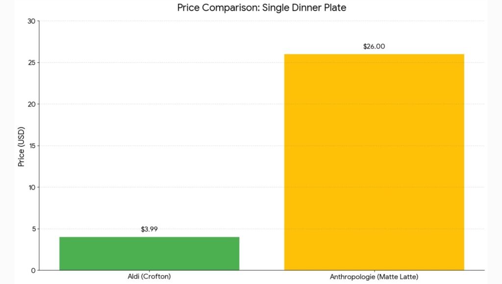 comparing the price of a single dinner plate