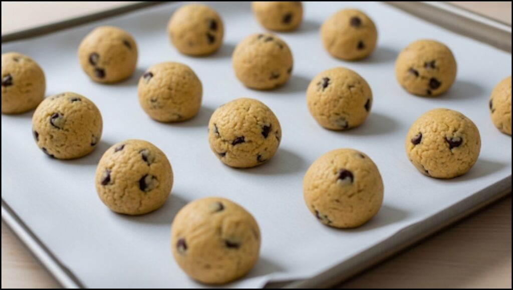 cookie dough arranged neatly