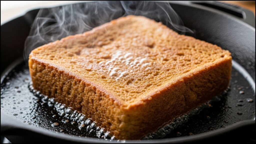 Gingerbread French toast cooking