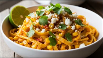 Healthy Chipotle Sweet Corn Fettuccine