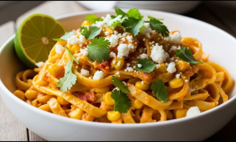 Healthy Chipotle Sweet Corn Fettuccine