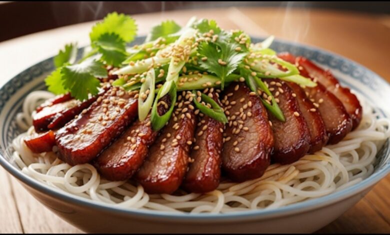 Hoisin Pork with Rice Noodles