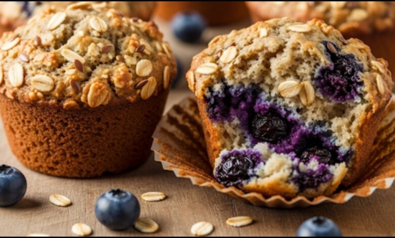 Oatmeal Flax Blueberry Muffins