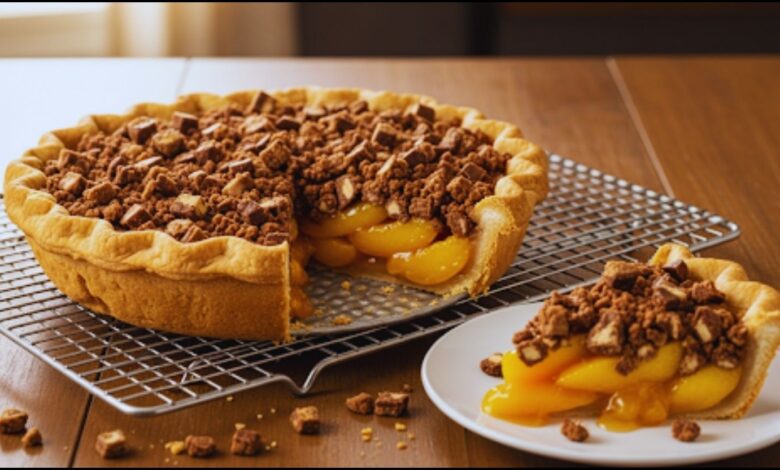 Peach Pie with Heath Bar Crumb Topping