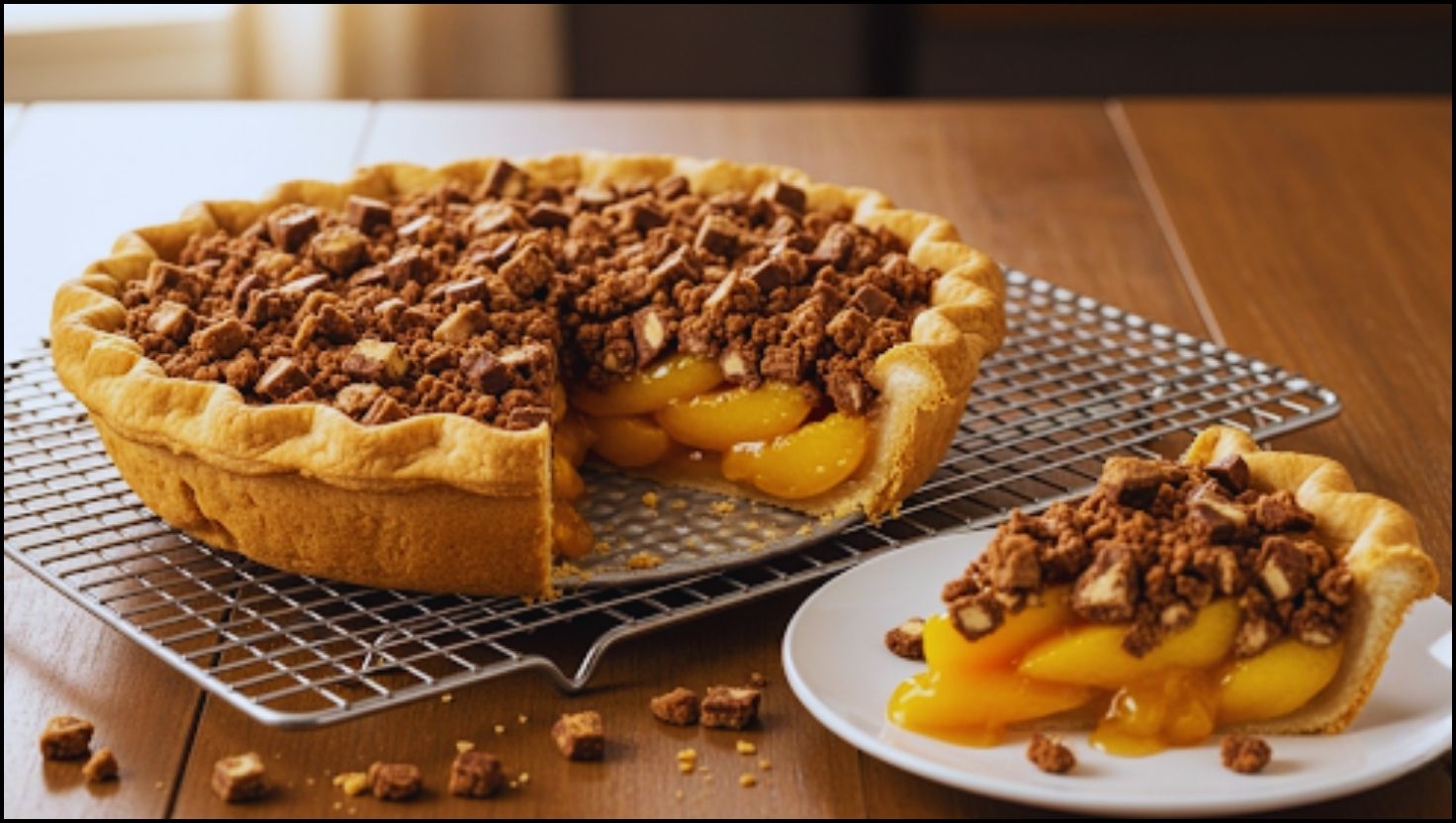 Peach Pie with Heath Bar Crumb Topping