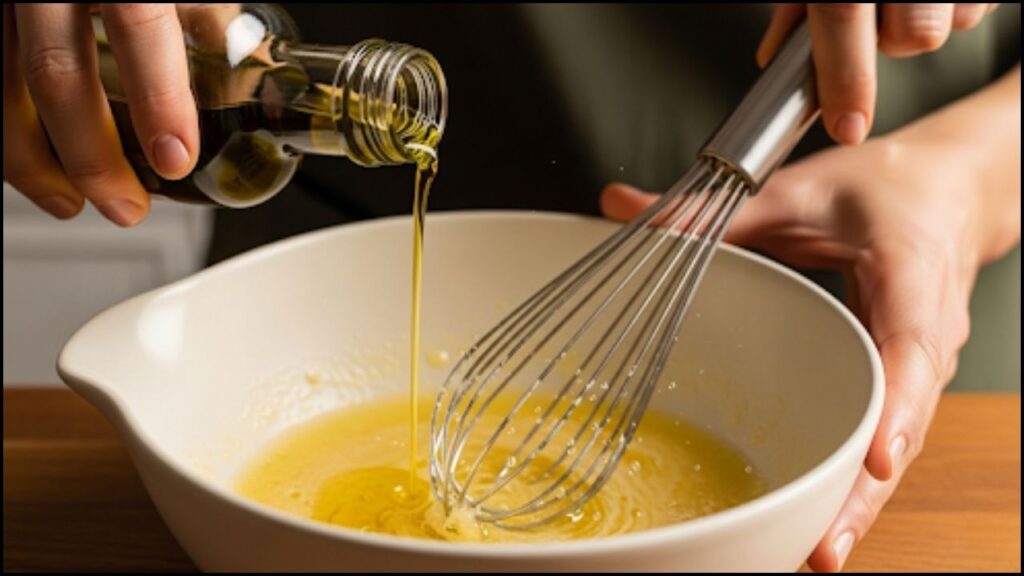 pouring olive oil
