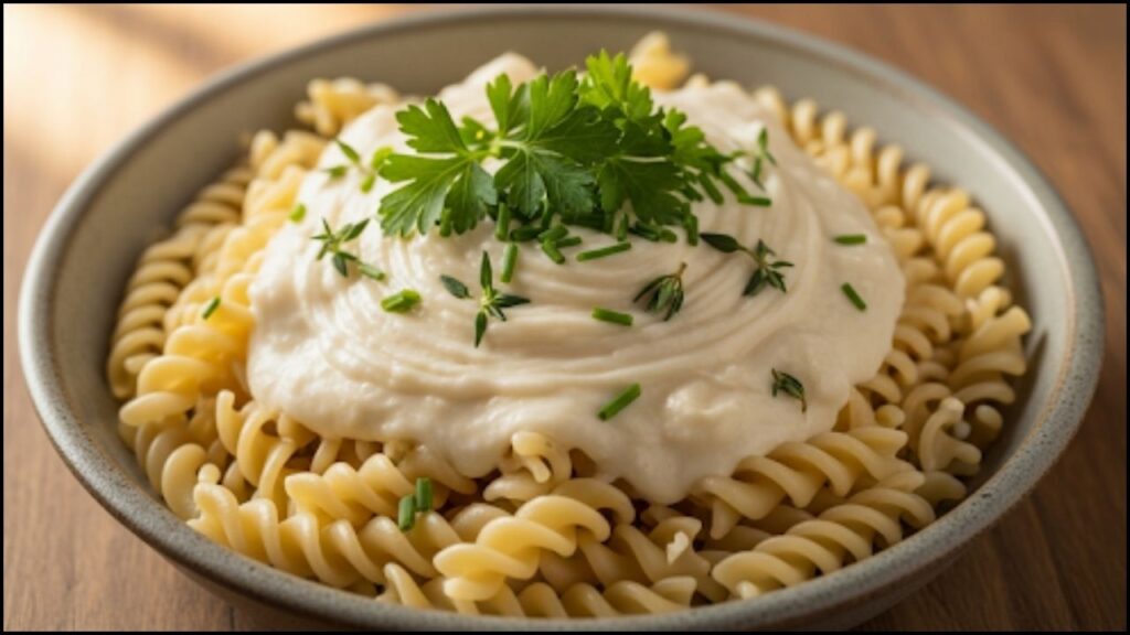 sauce poured over pasta
