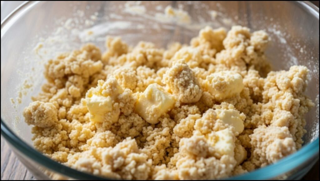 shortbread crust mixture with chunks