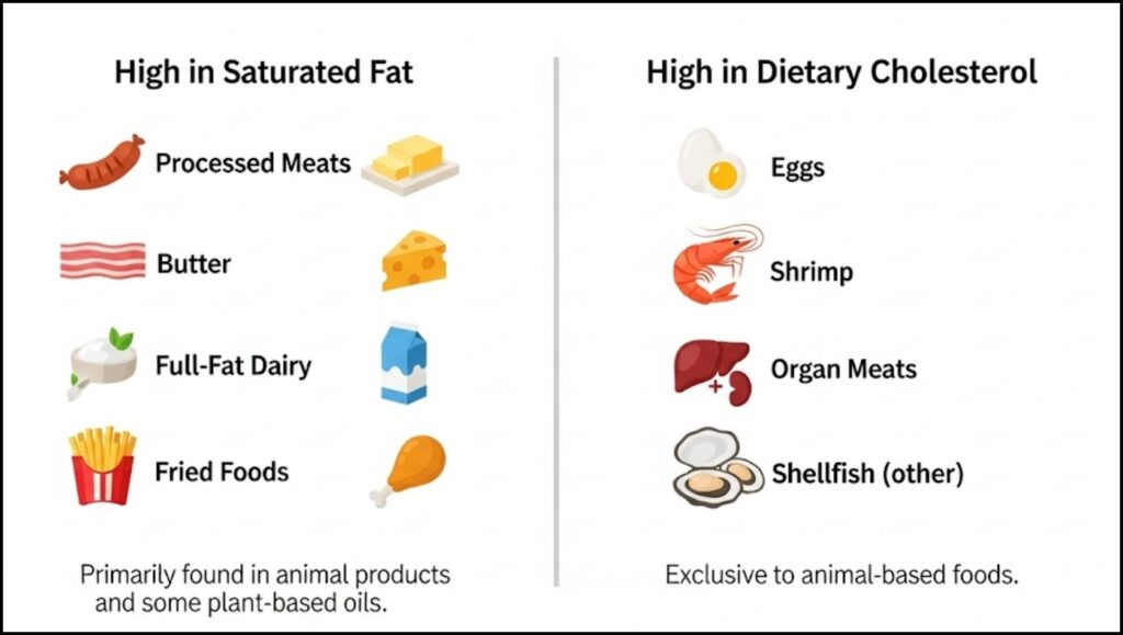 showing foods high in saturated fat