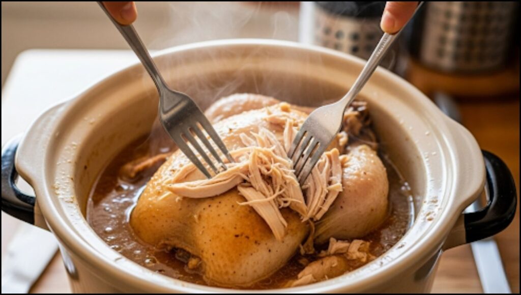 shred the cooked chicken