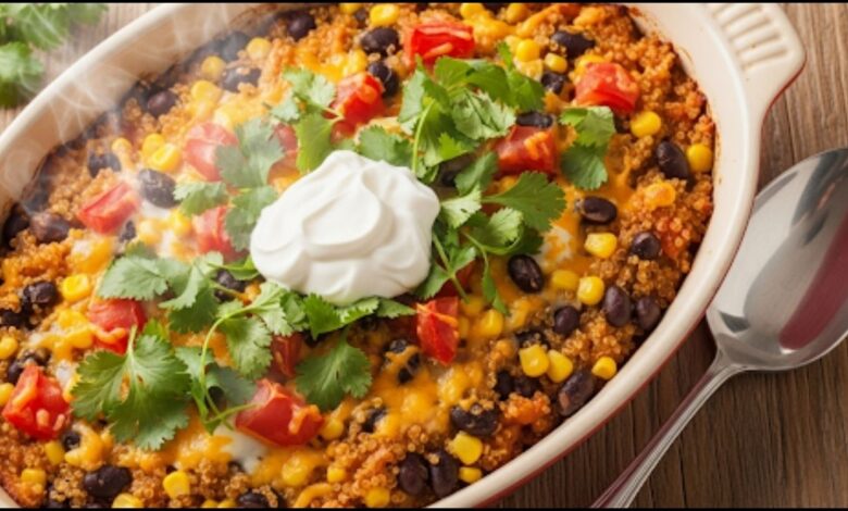 Southwestern Quinoa and Black Bean Casserole