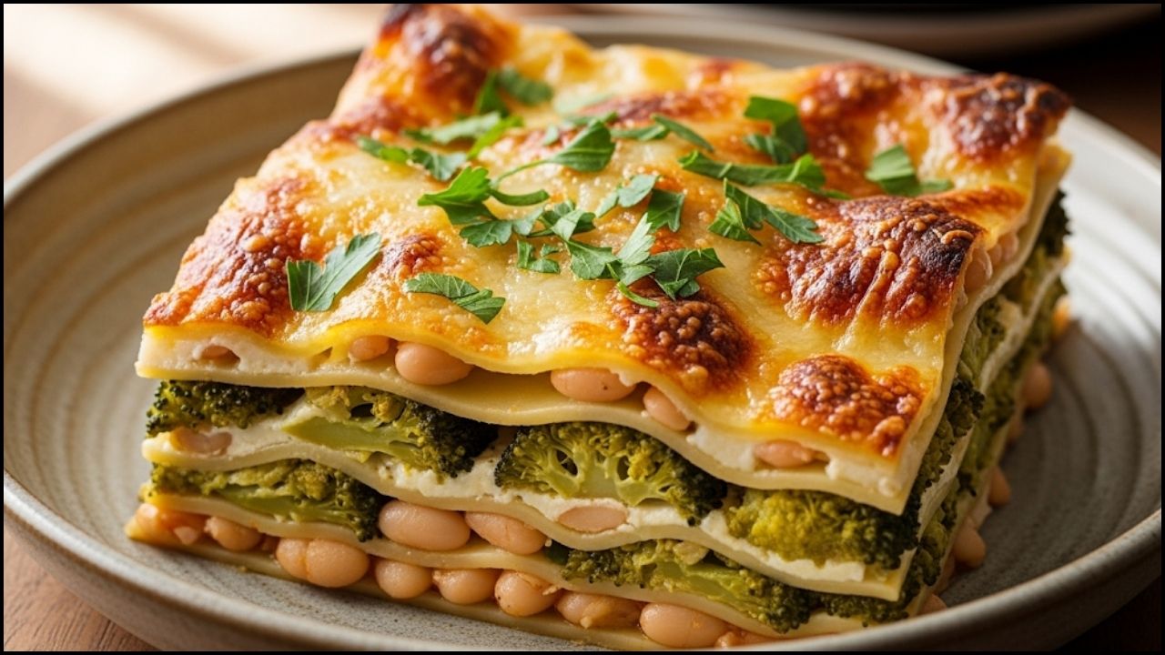 Stovetop Broccoli and White Bean Lasagna