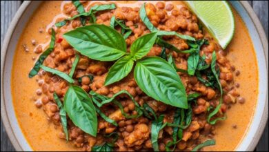 Thai Basil Coconut Lentils