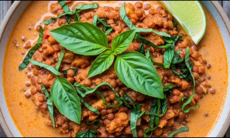 Thai Basil Coconut Lentils
