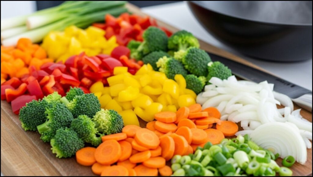 variety of chopped vegetables