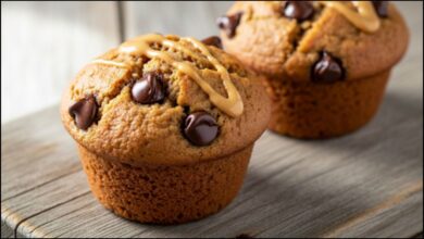 Whole Wheat Chocolate Chip Banana Peanut Butter Muffins
