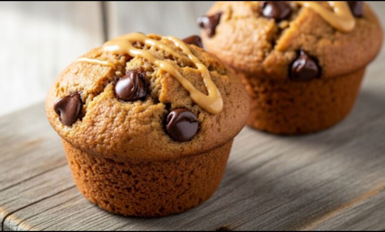 Whole Wheat Chocolate Chip Banana Peanut Butter Muffins