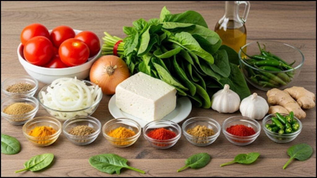 Ingredients for Healthy Homemade Palak Paneer