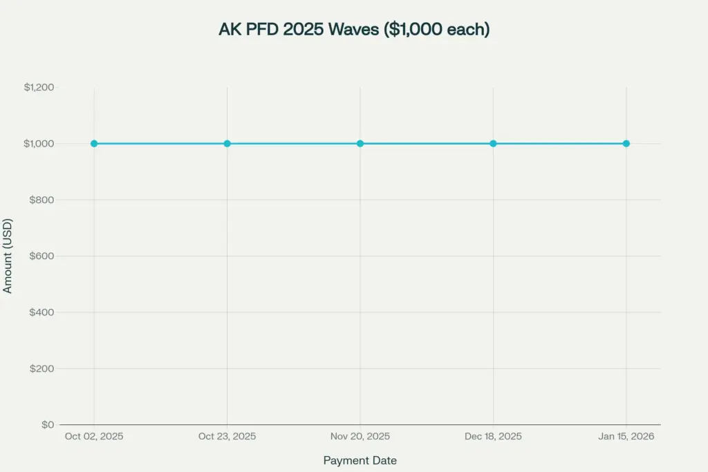 Alaska PFD 2025 Payout Waves